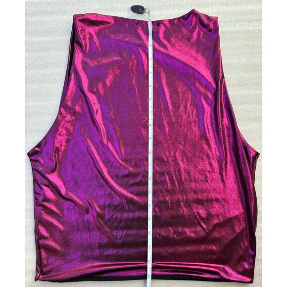 EUC PrettyLittleThing Metallic Pink Purple Sleeveless Top – Size US 12 (UK 16) - Picture 5 of 5